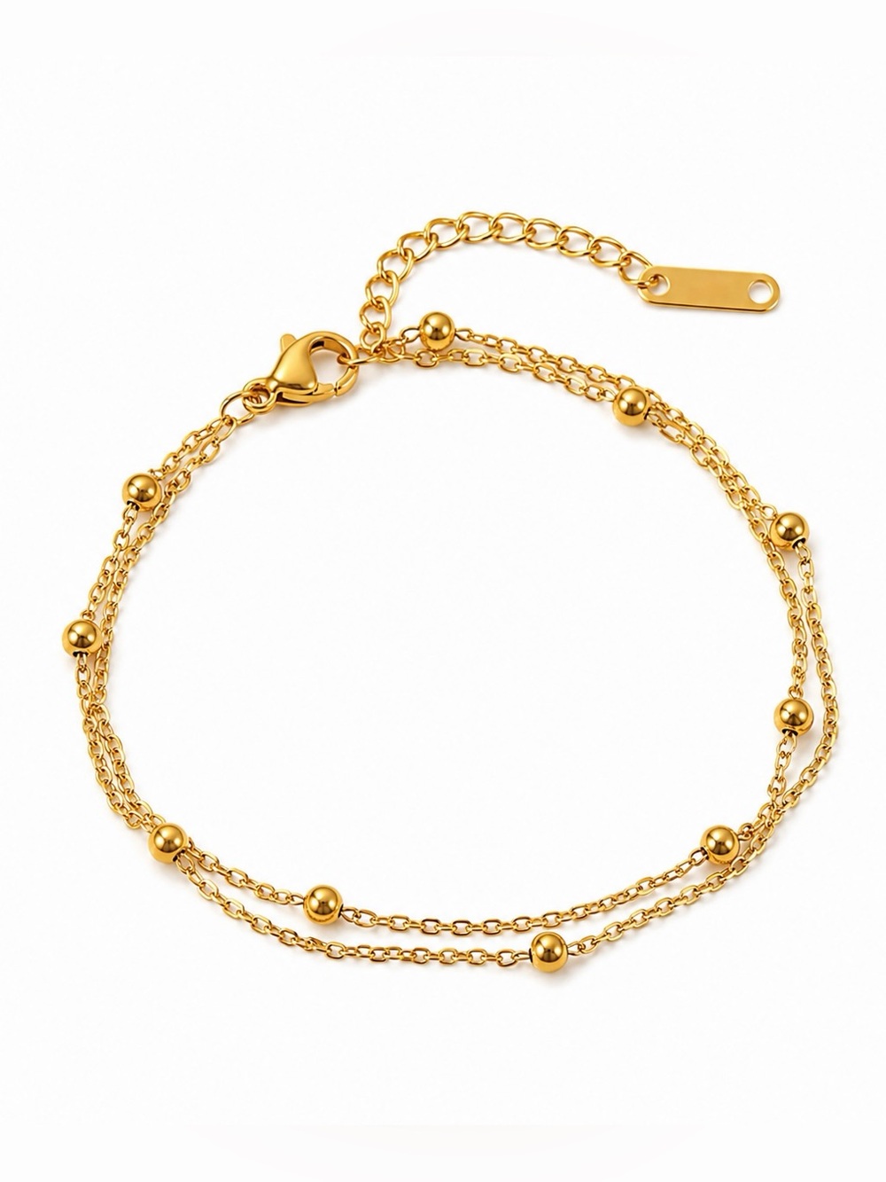 18K Gold Plated Double Layer Beaded Bracelet